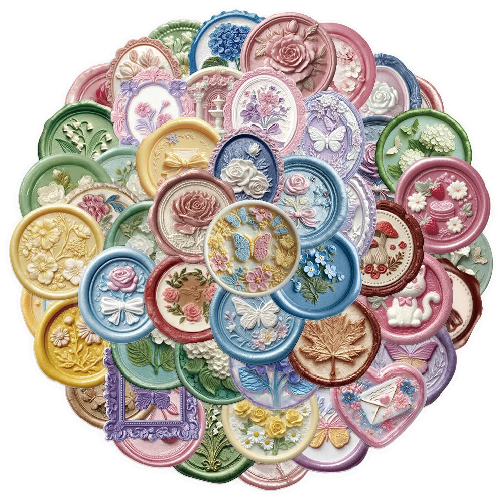 50PCS Relief Seals Creative Cartoon Stickers DIY Phone Cases Laptop Refrigerator Stickers Desktop Stickers Waterproof Stickers