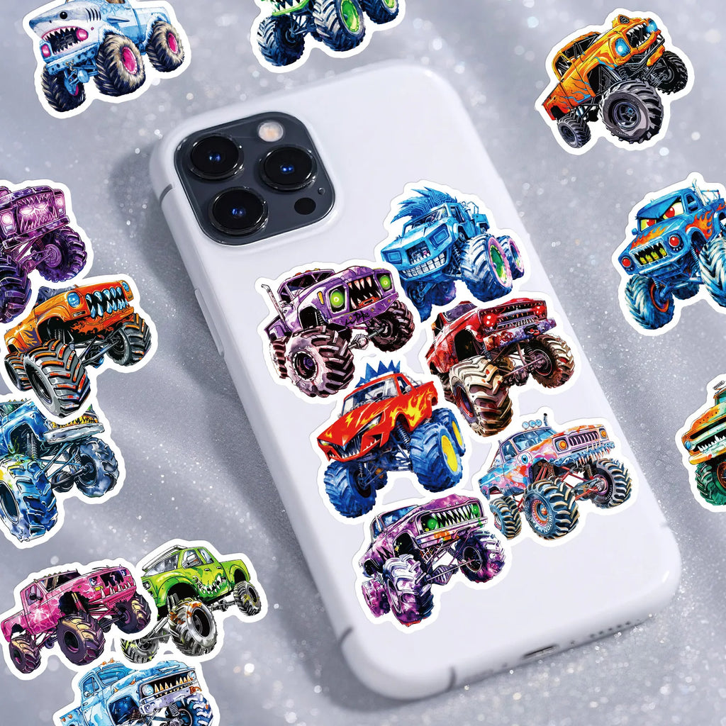 56PCS Wild Monster Car Stickers Student Notebook Skateboard Helmet Waterproof DIY Unique Decorative Art Decal Sticker