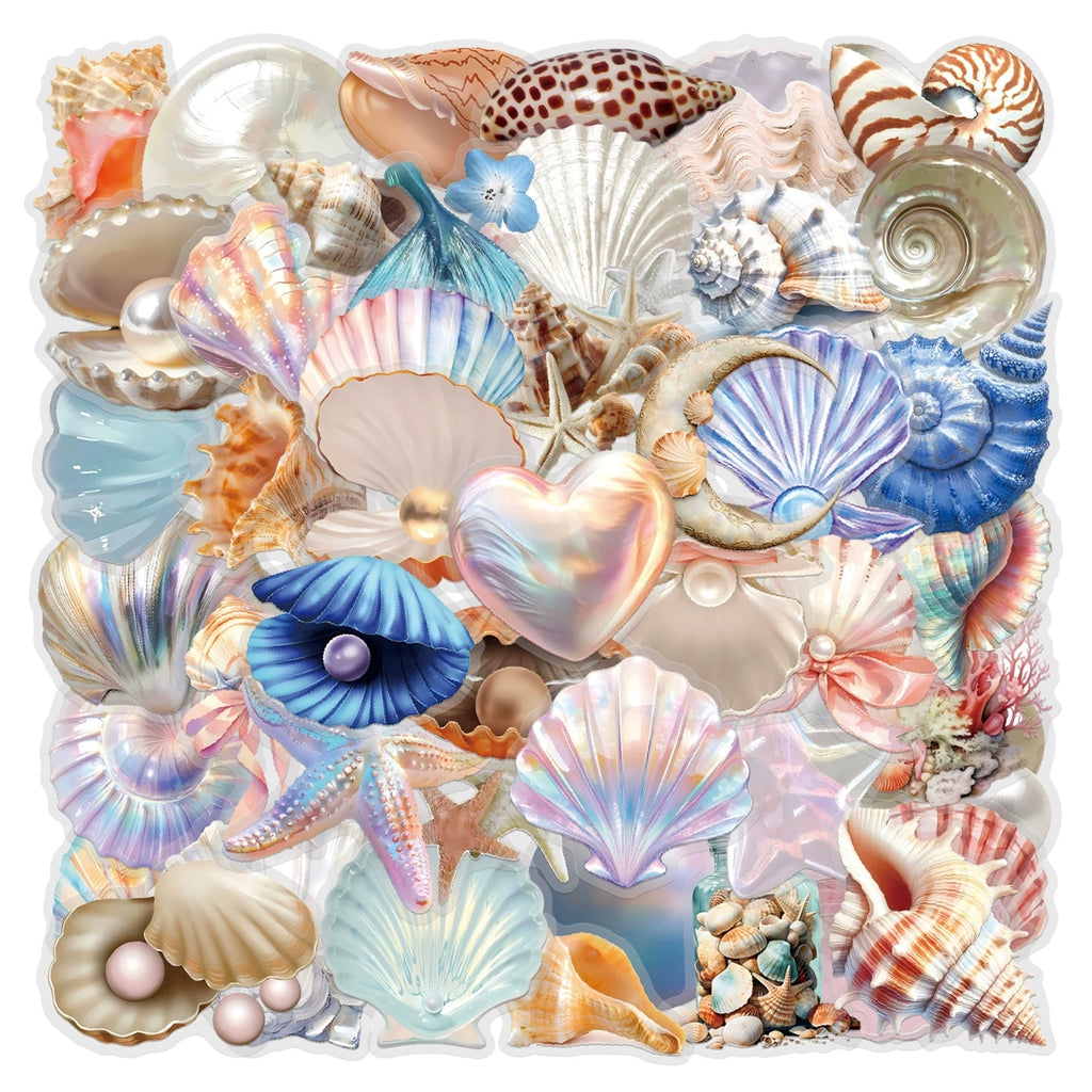 Variety 60PCS Waterproof Transparent PET Butterfly Flower Shell Cartoon Graffiti Stickers DIY Decor Guitar Notebook Stationery