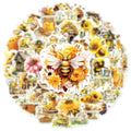 50PCS Bee Flower Graffiti Stickers Notebook Water Cup Luggage Handbag Decoration Non repeating Waterproof Stickers