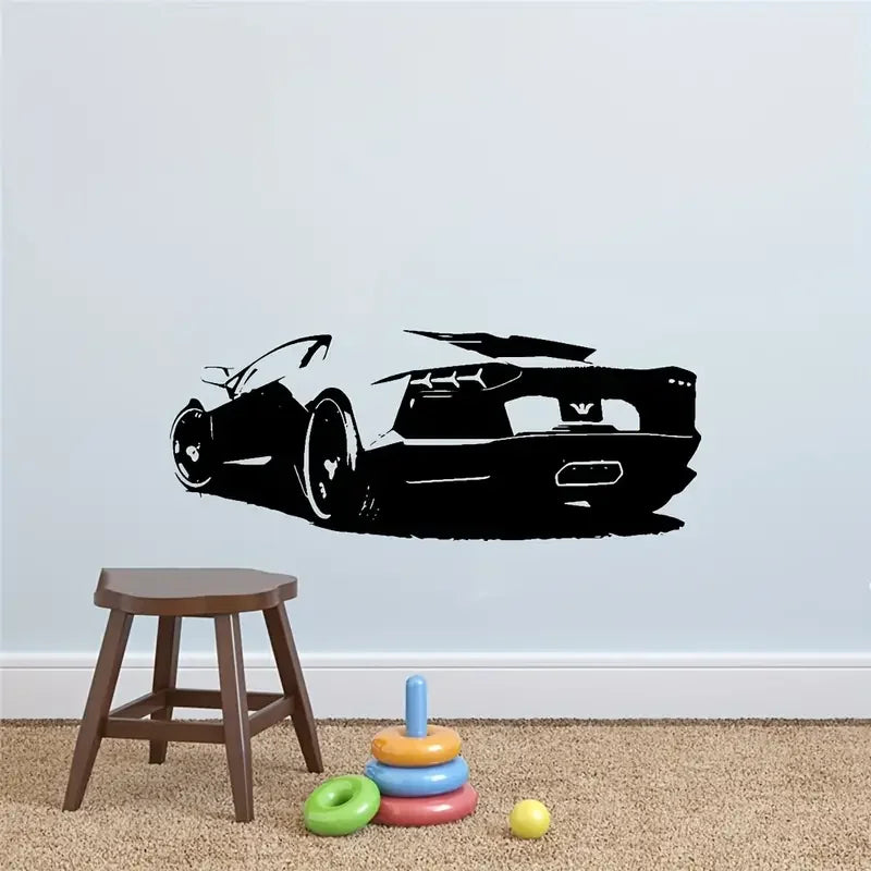 1pc Sport Car Vinyl Wall Sticker, Art Modern Fashion Style Sticker For Children'S Room Kids Rooms Wall, Boys Bedroom Home Decor