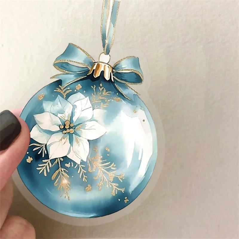 50PCS Cartoon Christmas Bell PET Sticky Sticker Aesthetic Tear Open DIY Decoration Scrapbooking Supplies for Kids