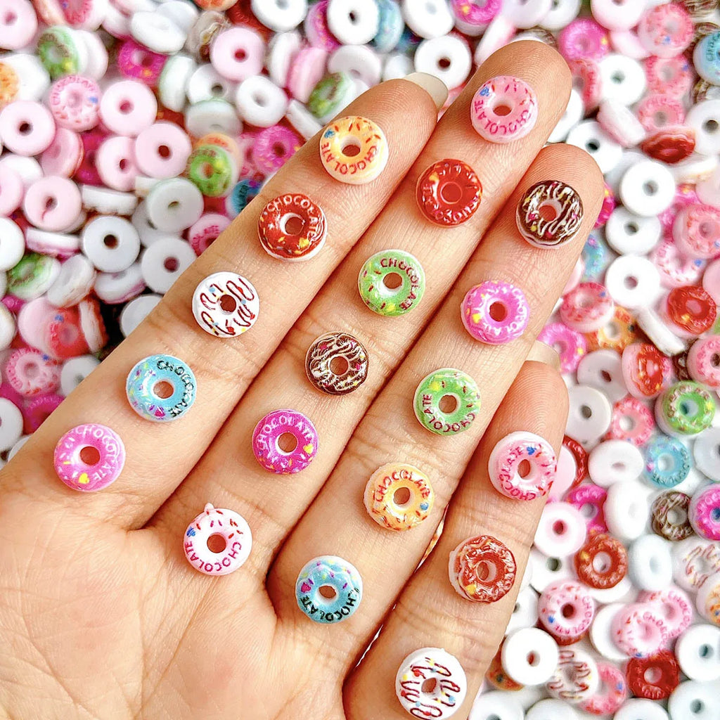 20PC Candy Nail Charms Lumious Cartoon Donut Nail ArtF Accessories Creative Simulated Painted Doughnut Nail Decorations Supplies