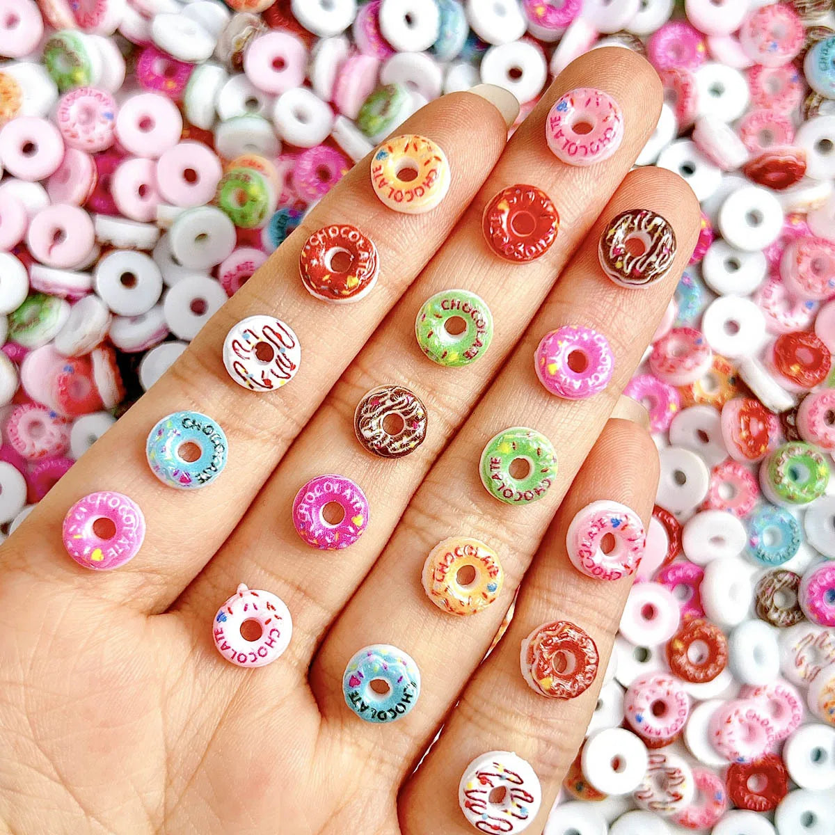 20PC Candy Nail Charms Lumious Cartoon Donut Nail ArtF Accessories Creative Simulated Painted Doughnut Nail Decorations Supplies