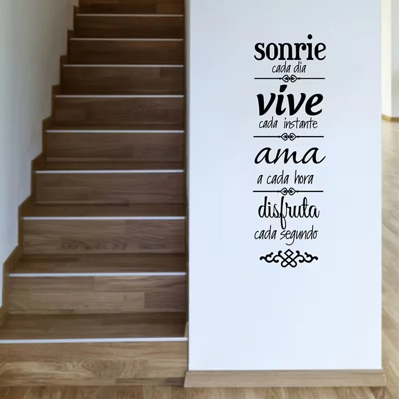 1pc of Spanish Happy Family Wall Sticker, Home Wall Decal for Living Room And Bedroom Decoration