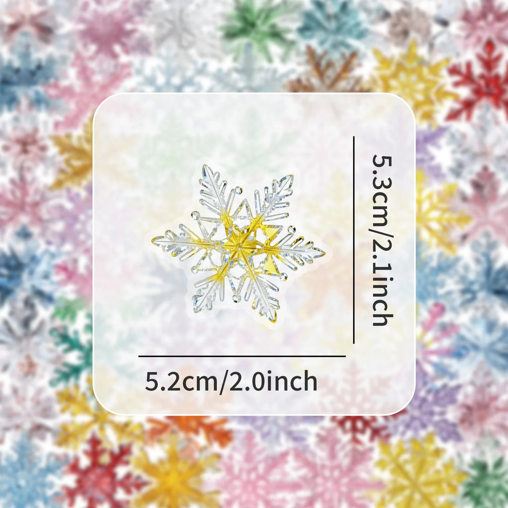 50-Pack Cartoon Christmas Snowflake Sticker for Window Glass Decoration Festive Atmosphere Children's Stationery Doodle Sticker