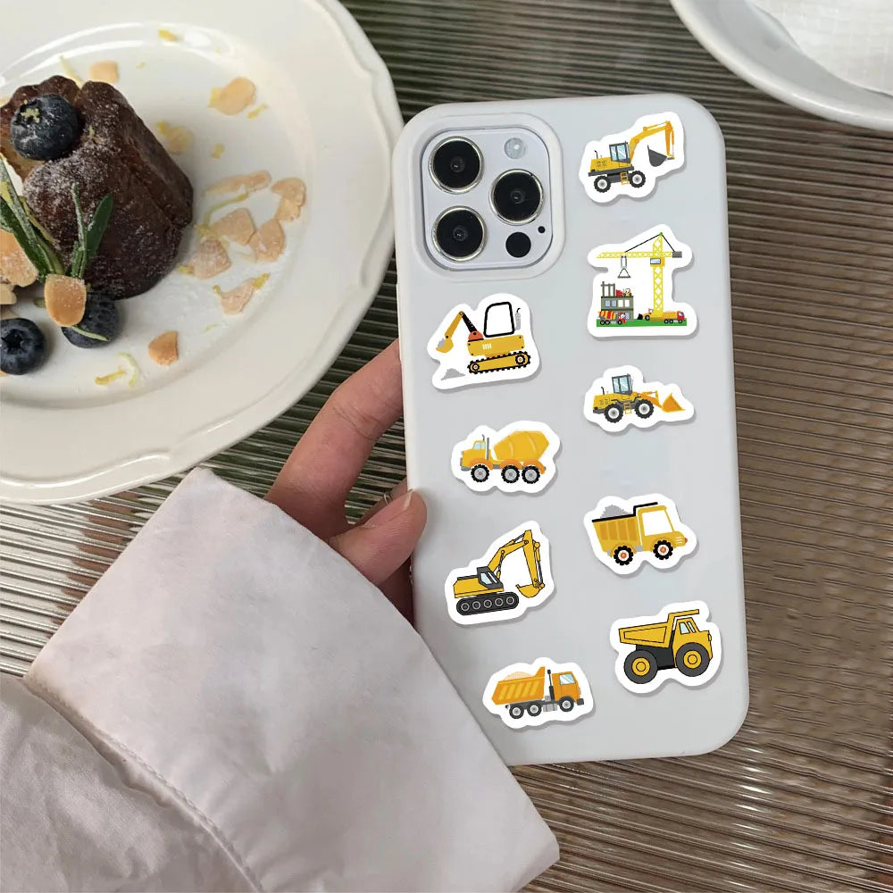 500PCS Cartoon Engineering Excavator Vehicle Creative Graffiti Stickers DIY Luggage Audio Skateboard Small Pattern Stickers