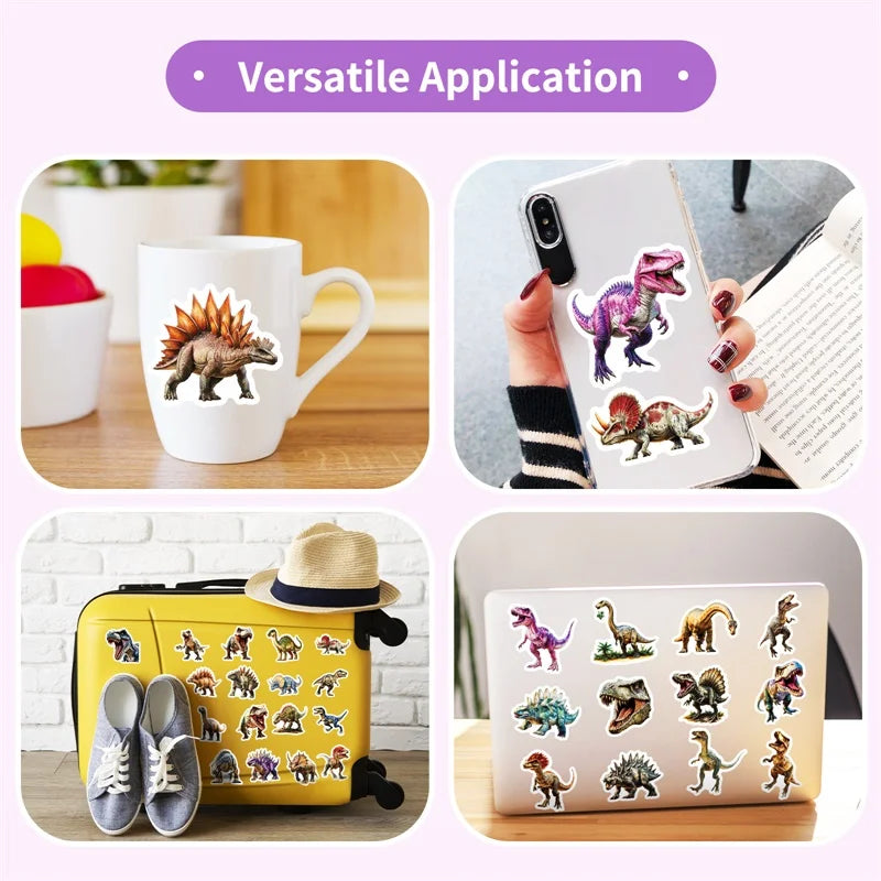 10/30/50PCS Carton Dinosaur Sticky PVC Sticker Aesthetic Stationery DIY Colored Decoration Scrapbooking Children's Supplies
