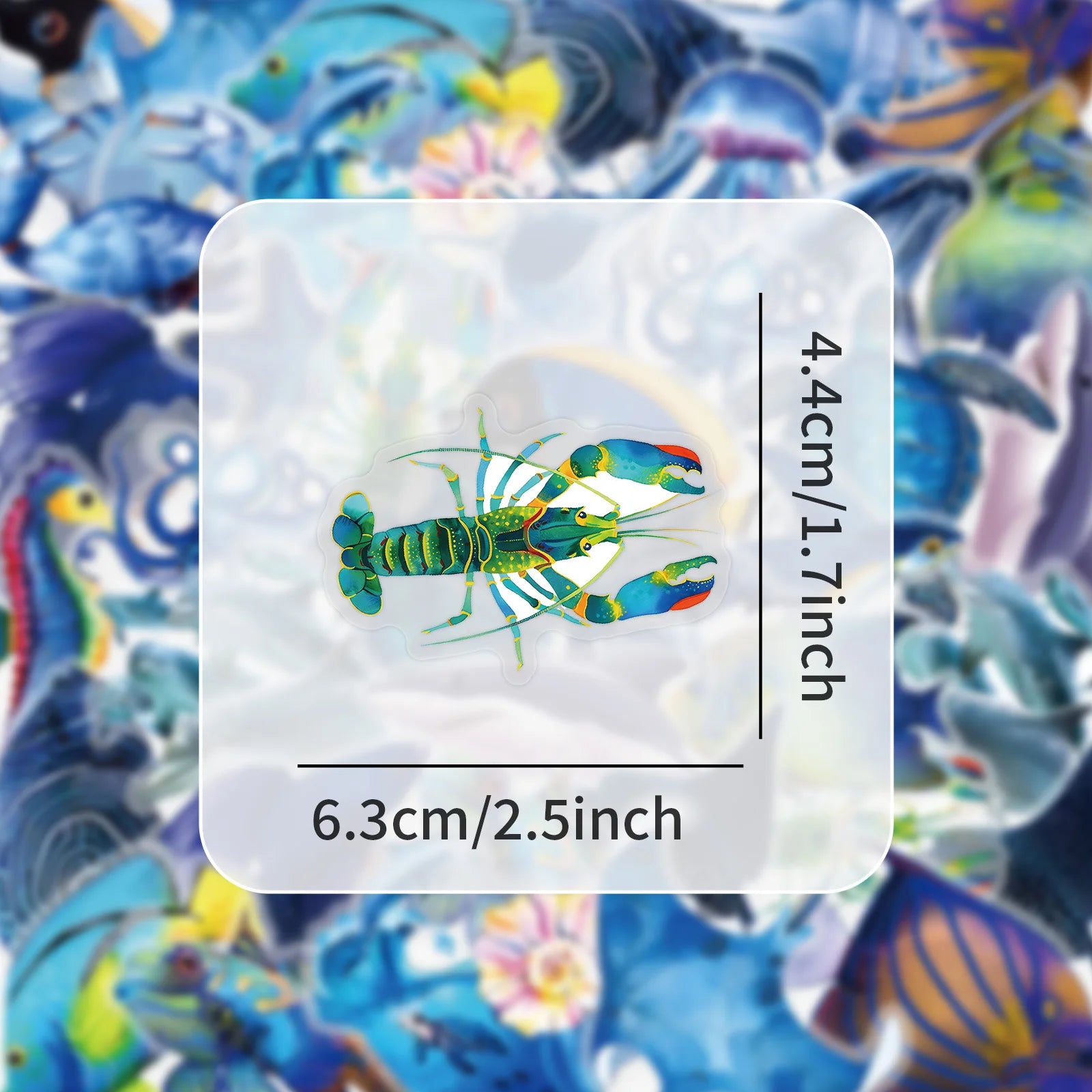 50PCS Cartoon Underwater World Marine Life Stickers PET Decor Phone Stationery Box Waterproof Stickers for Children Rewards