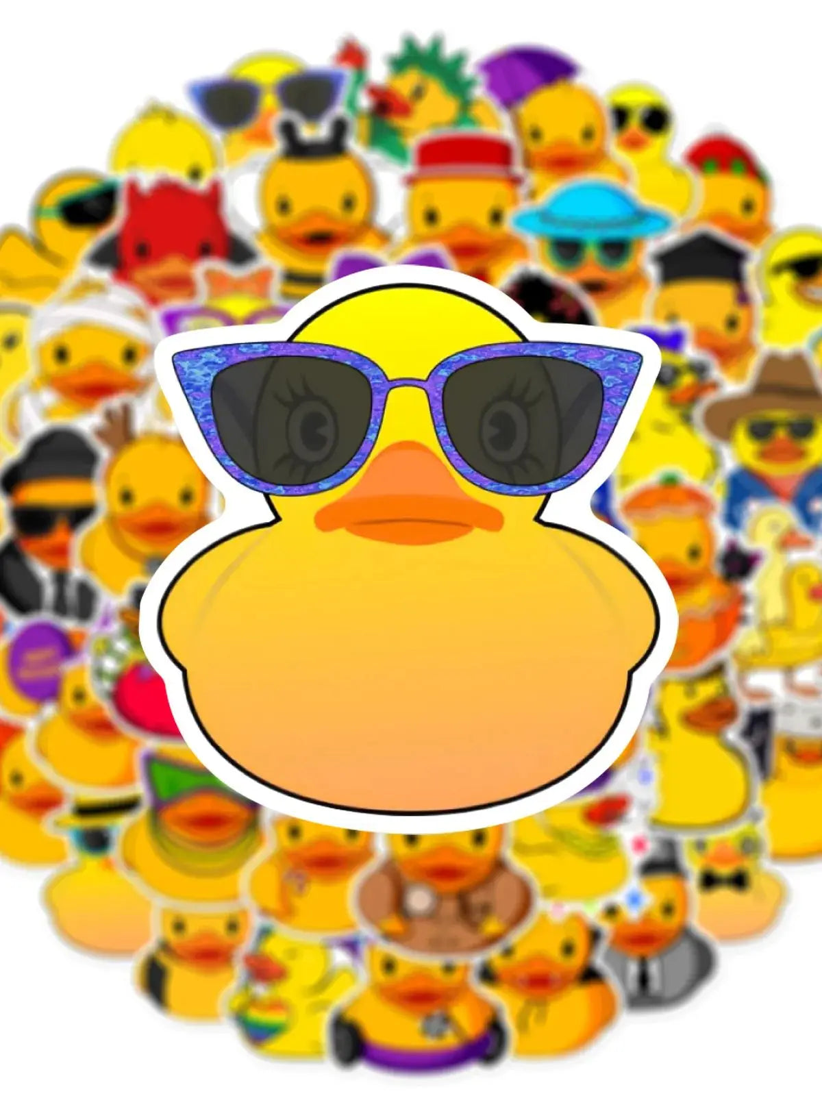 50pcs Duck Stickers,Cute Yellow Duck for Water Bottles,Duck Helmet Stickers