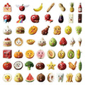 50-Pack Abstract Cartoon Fruit Food Stickers Funny Creative Decoration for Luggage Water Bottles Stationery Notebooks