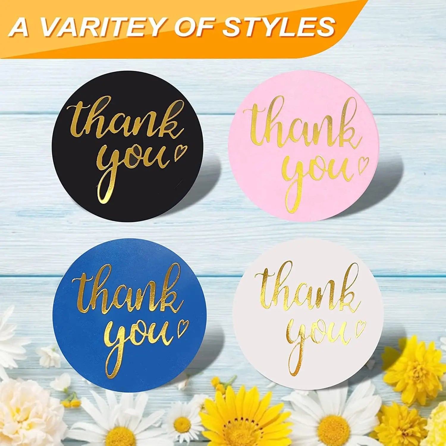 500pcs Thank You Stickers 1" Thank You for Small Business Adhesive Sticker Label for Business,Birthdays,Weddings,Giveaways,Party