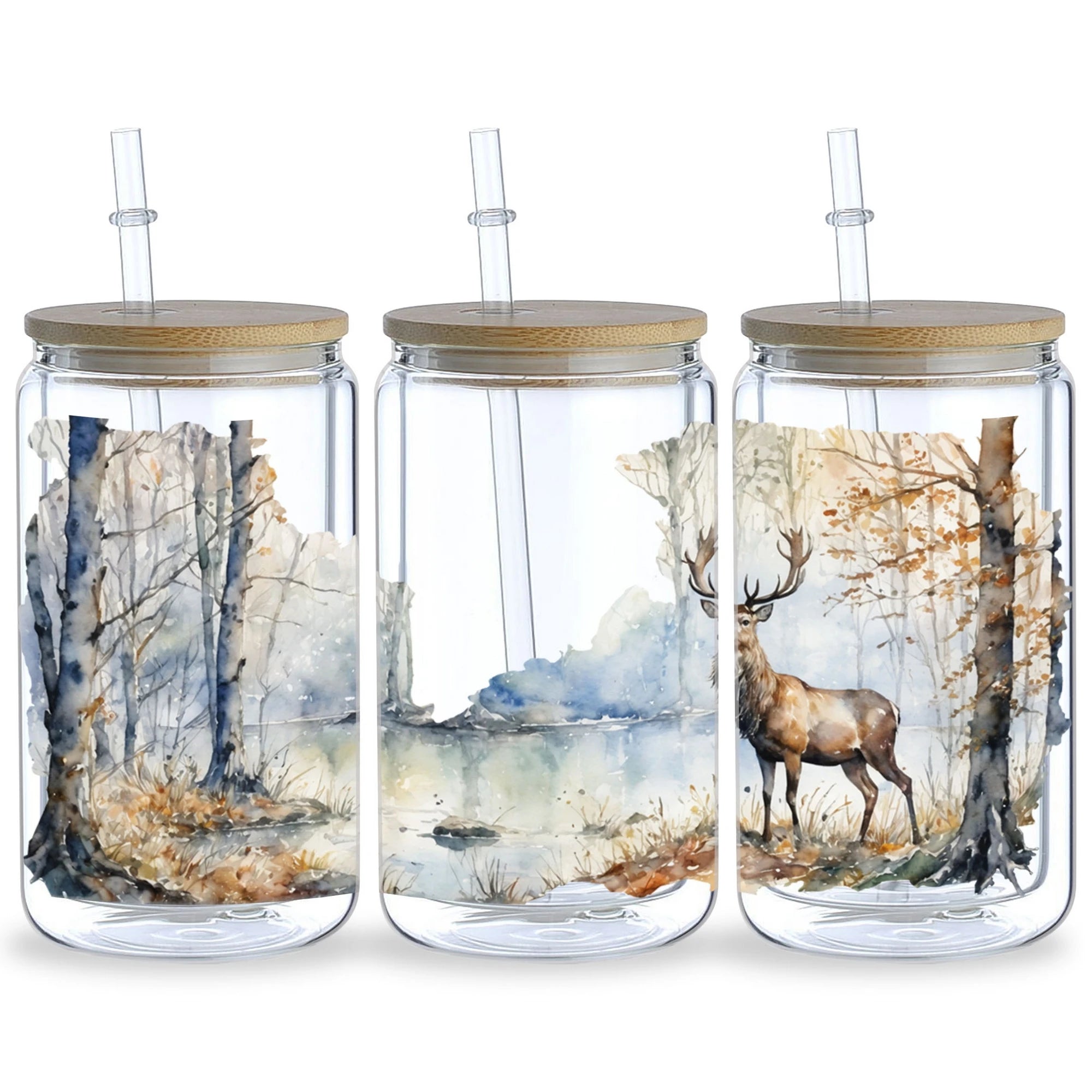 5 sheet Deer UV DTF Cup Stickers, DTF Transfer Stickers, Waterproof Wipe Transfer Paper for 16oz Glass, Mug, Crafts, Furniture