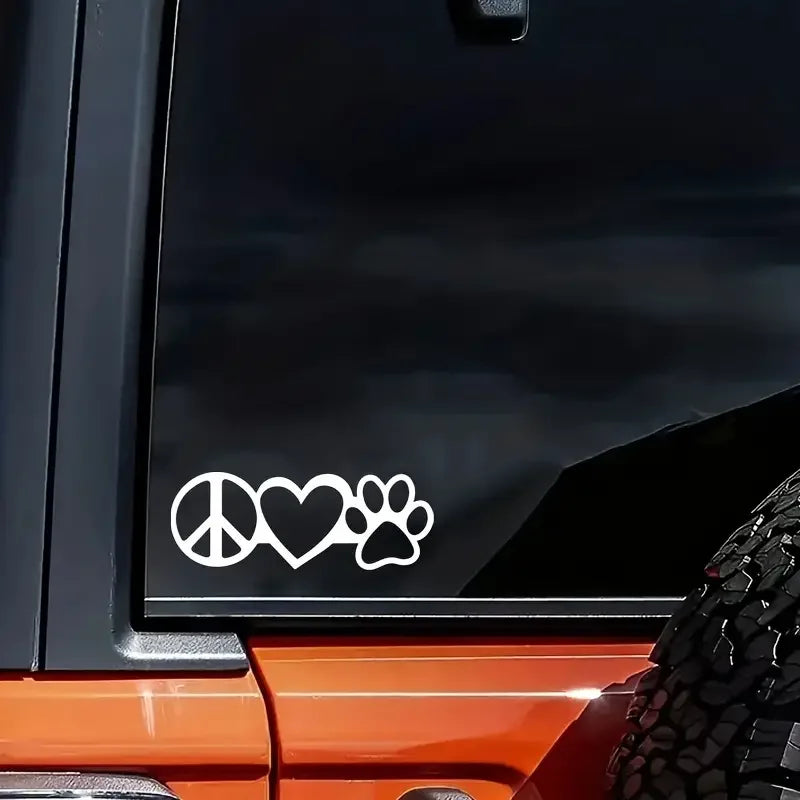 Peace Love Dog Paw Vinyl Decal Sticker For Cars Trucks Vans Walls Laptops Cups