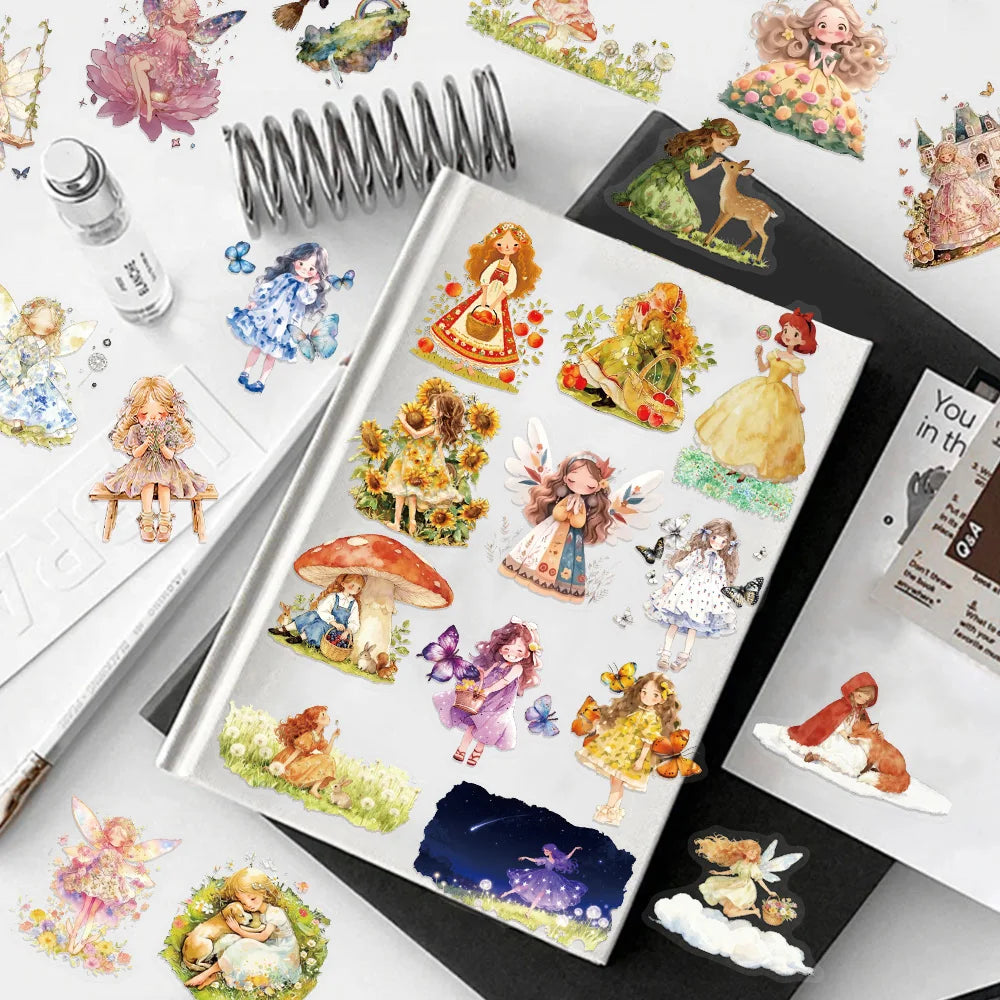 50PCS Fairy Tale Princess Cartoon Decorative Stickers DIY Graffiti Skateboard Phone Case Tablet Decorative Toy Stickers