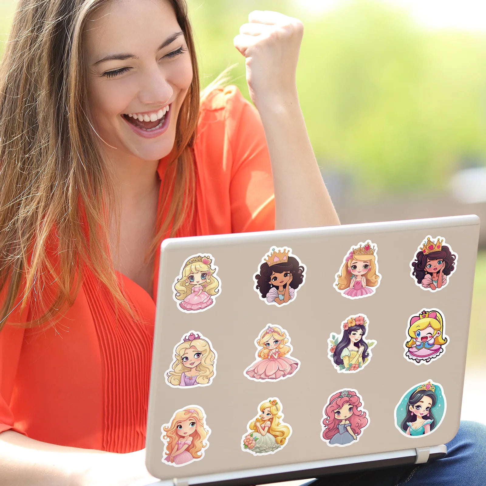 50 PCS Cartoon Dresses Girl Princess Stickers, Kindergarten Children's Toys Doodle Princess Stickers