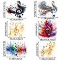6  sheets Musical Note Theme Iron-On Decals T-Shirt Heat Transfers Suitable for DIY, Music, T-Shirts, Masks, Jeans, Backpacks