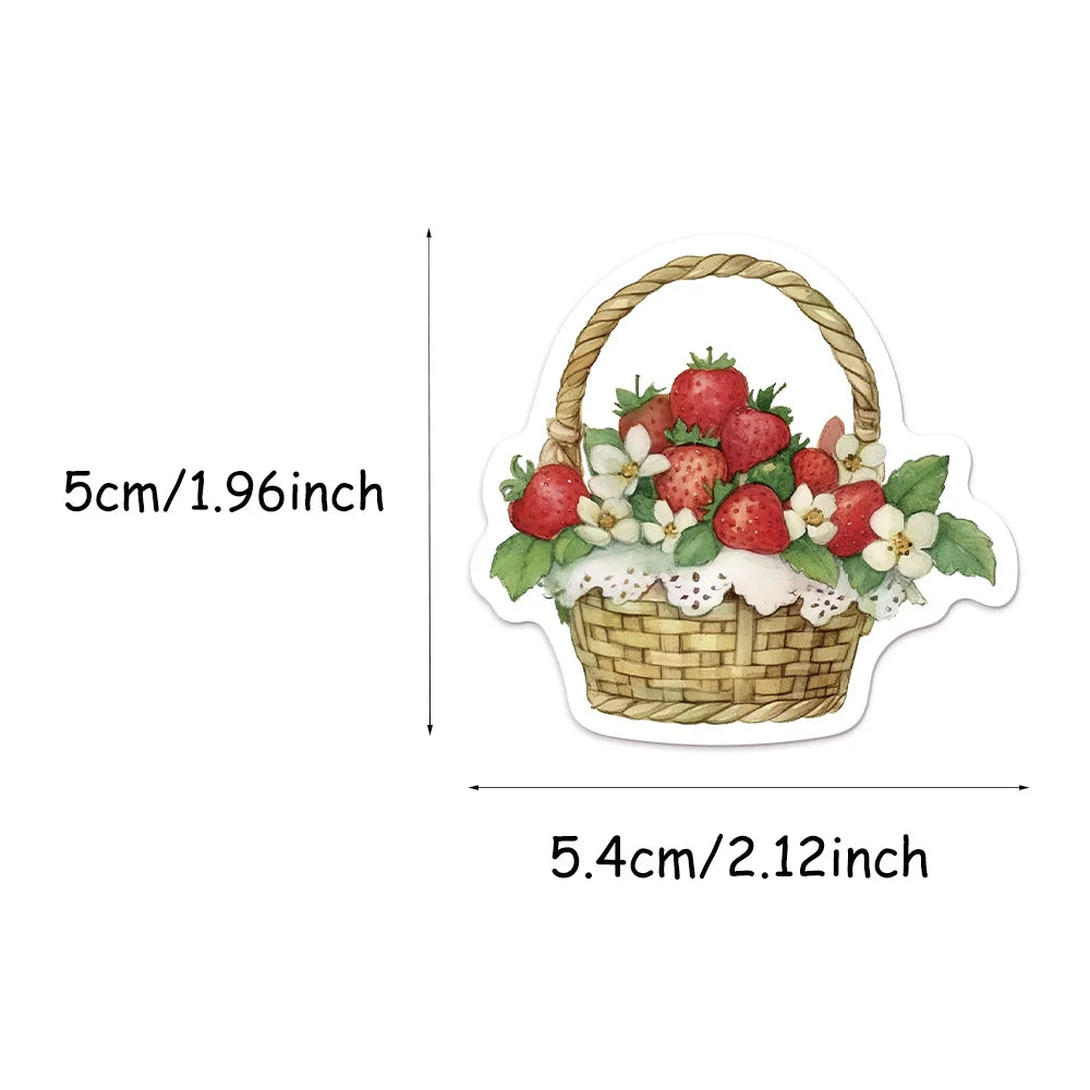 50PCS Red Strawberry Ins Fun DIY Stickers Scrapbook Manual Mobile Luggage Skateboard Waterproof Stickers