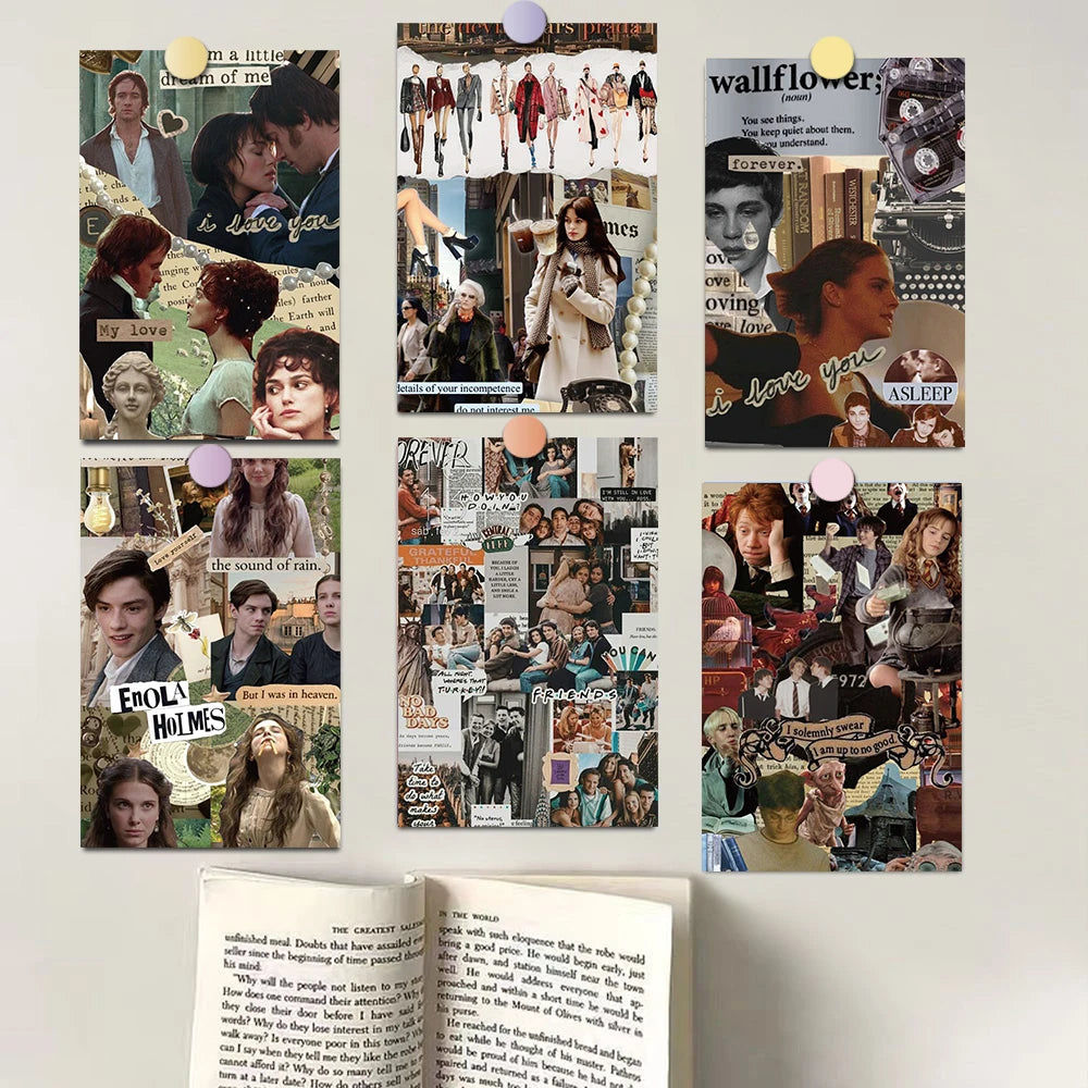 10PCS Movie poster collage Card Postcard Stickers Harajuku Retro Retro Fashion DIY Photography Dot Background Wall Decorative