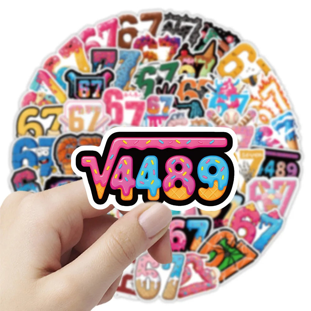 50/100 Pcs Cartoon Popular Number 67 Stickers Creative DIY Game for Cup Phone Suitcase Laptop No Repeat Decals