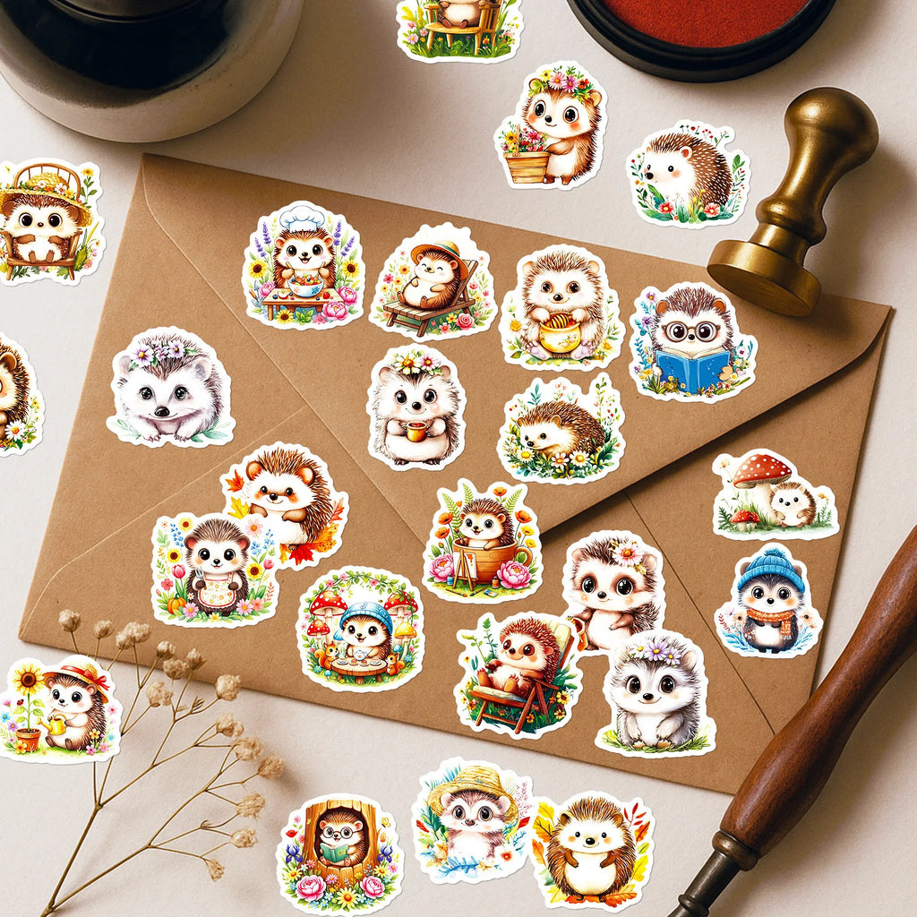 56/112 Pcs Different Poses Animated Style Hedgehog Stickers Reusable for Scrapbook Stationery Box Pen Holder Notebook Phone Deca