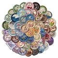52-Pack Embossed Printed Paint Retro Waterproof Transparent PET Decor Stickers for Phone Envelope Stationery Notebook