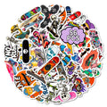 56PCS Street Style Skateboard Creative Stickers, Skate Enthusiast Student Notebook DIY Fun Waterproof Decorative Sticker