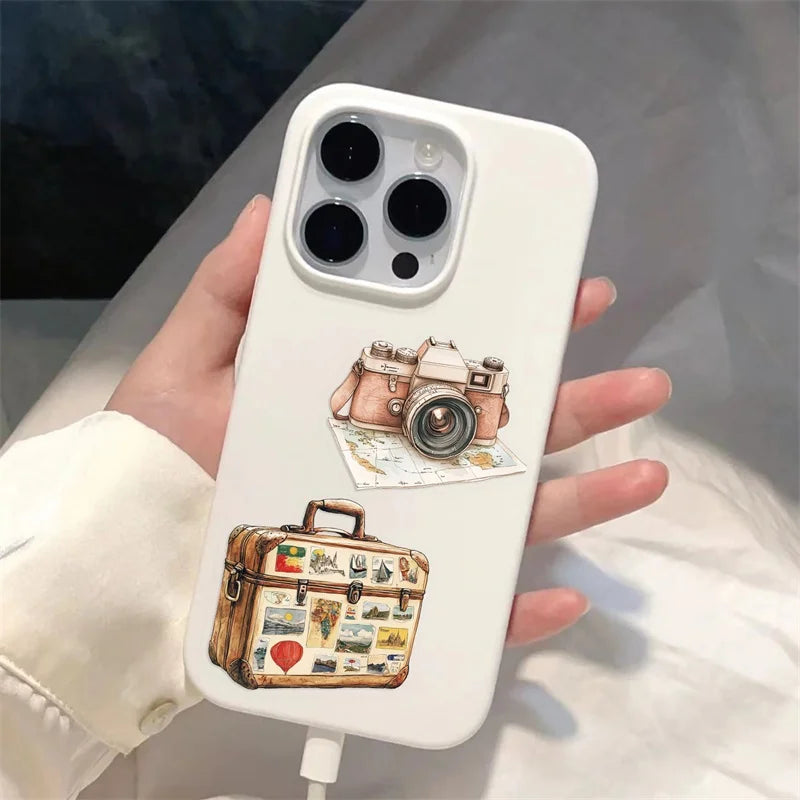 50PCS Kawaii Home Art PET Phone Sticker Aesthetic Tear Open Decoration DIY Colored Laptop Luggage Graffiti Decals
