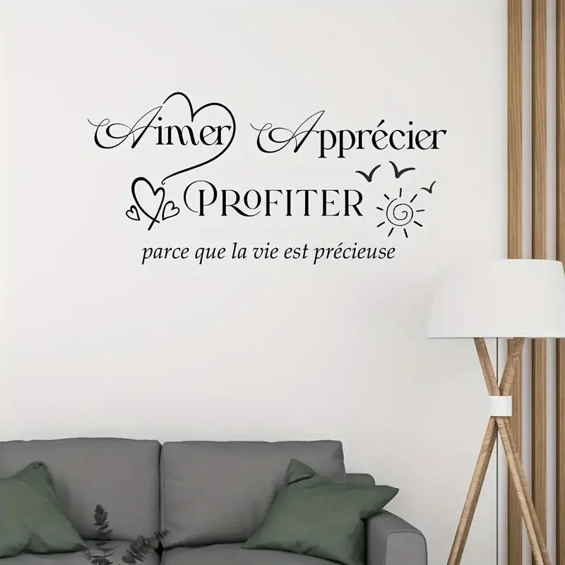 A Vinyl Wall Sticker Featuring a French Inspirational Quote, Suitable for Decorating Bedrooms, Living Rooms, Dining Areas, And S