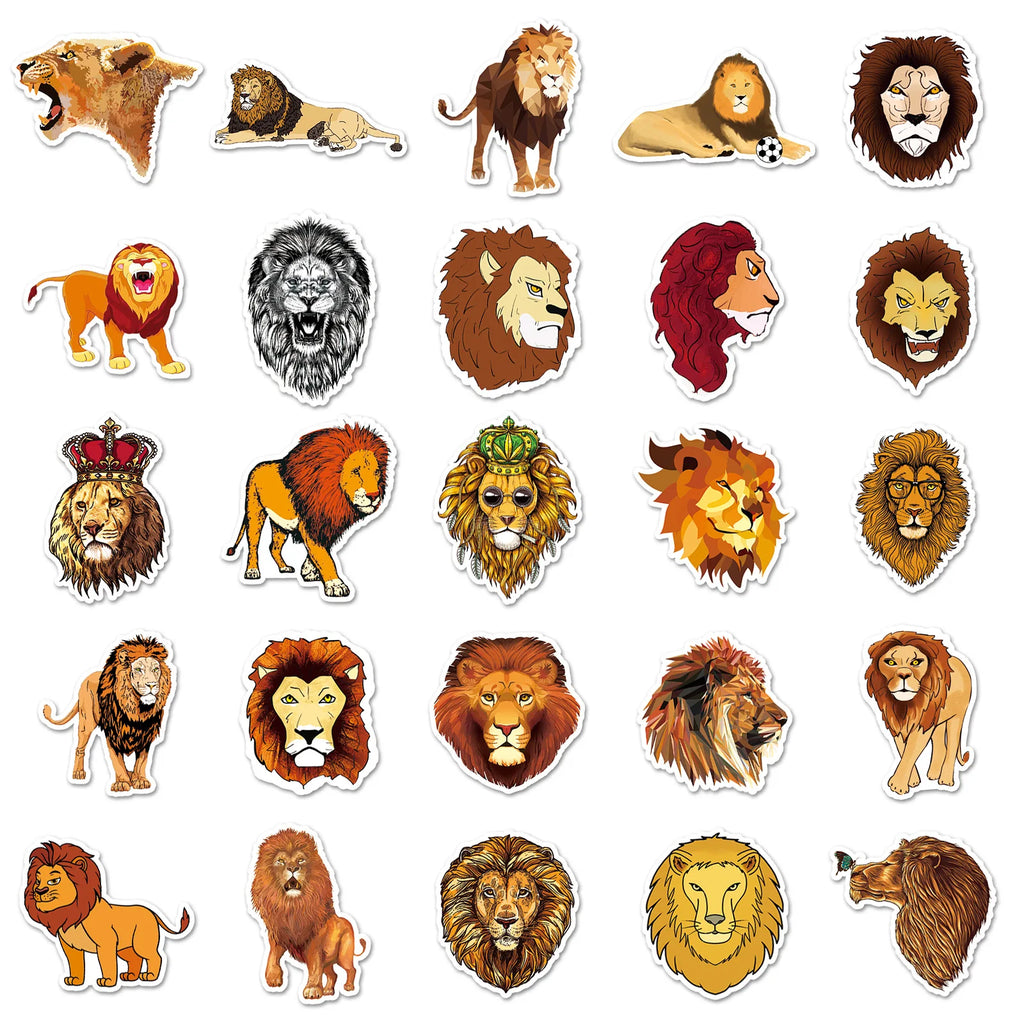 50-Pack Lion Graffiti Stickers Stationery Notebook Skateboard Water Cup Luggage DIY Waterproof Decals