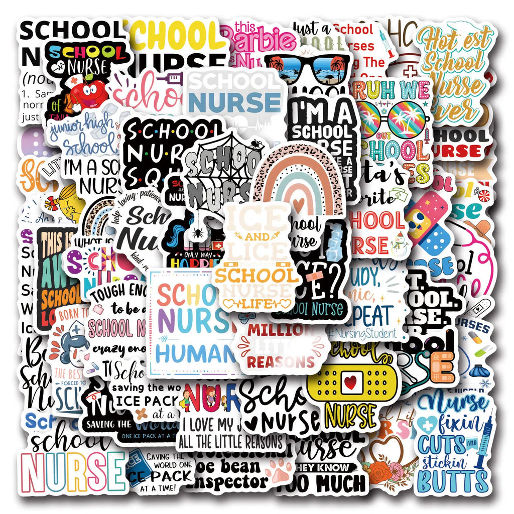 55/110PCS Cartoon School Nurse Graffiti Waterproof Sticker Car Luggage Student Stationery Notebook Sticker Decals