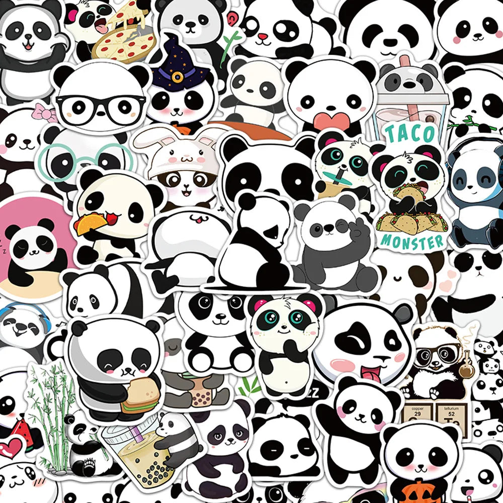 50/100PCS Panda Cartoon Stickers Creative Stickers Decorative Luggage Phone Cases Stationery Gifts