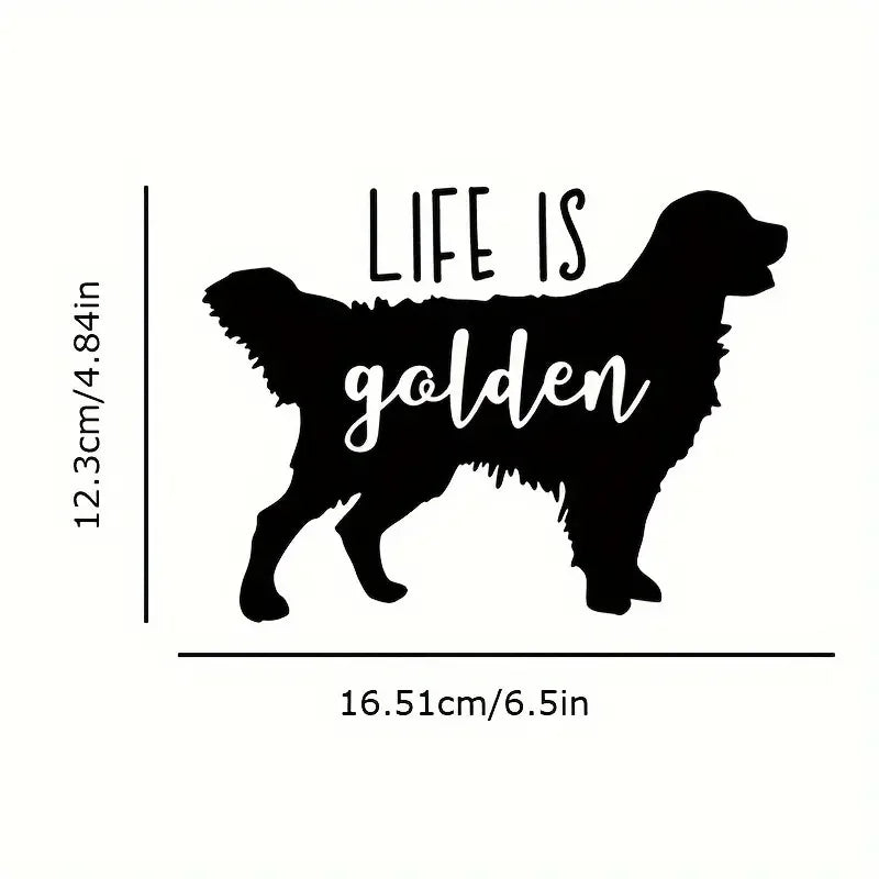 Life Is Golden Car Decal, Golden Retriever Pattern Car Sticker, Laptop Sticker