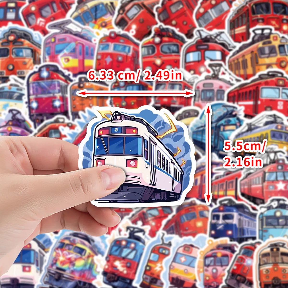50/100 Pcs Nordic Style Locomotive Doodle Creative Stickers for Laptop Scooter Helmet Fridge Stationery Box Notebook Game Decals