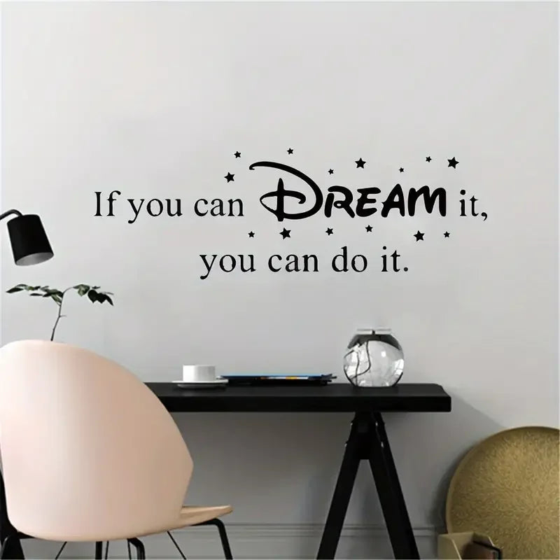 1pc Artistic Fonts Vinyl Wall Decal, "If You Can Dream It, You Can Do It" Quote Slogan Mural, Self-adhesive Decorative Wall Art