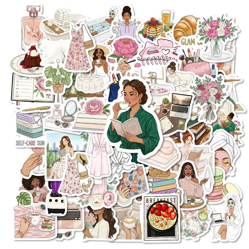 10/30/56PCS Elegant Women's Life Sticky Sticker PVC DIY Laptop Luggage Skateboard Stationery Decoration Scrapbooking for Kids