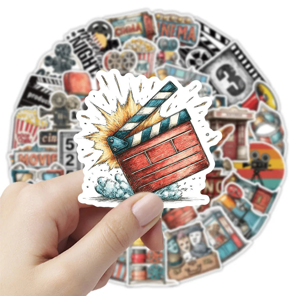 50/100PCS Retro Movie Graffiti Stickers Popcorn Roll Creative Decoration Stationery Notebook Stickers