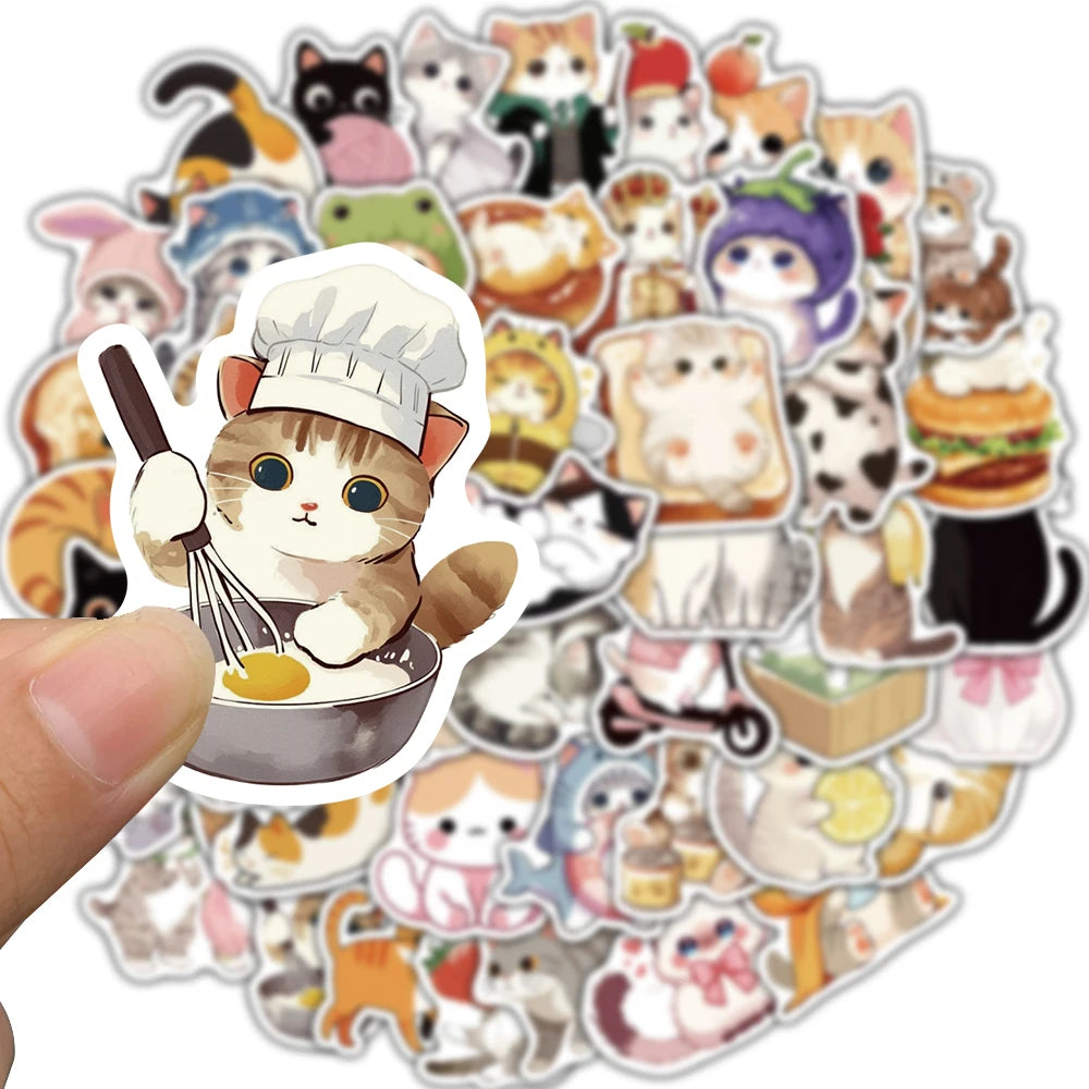 50/100PCS Cartoon Cute Cats Stickers Decals For Laptop Notebook Skateboard Guitar Luggage Suitcase Creative Aesthetic Stickers
