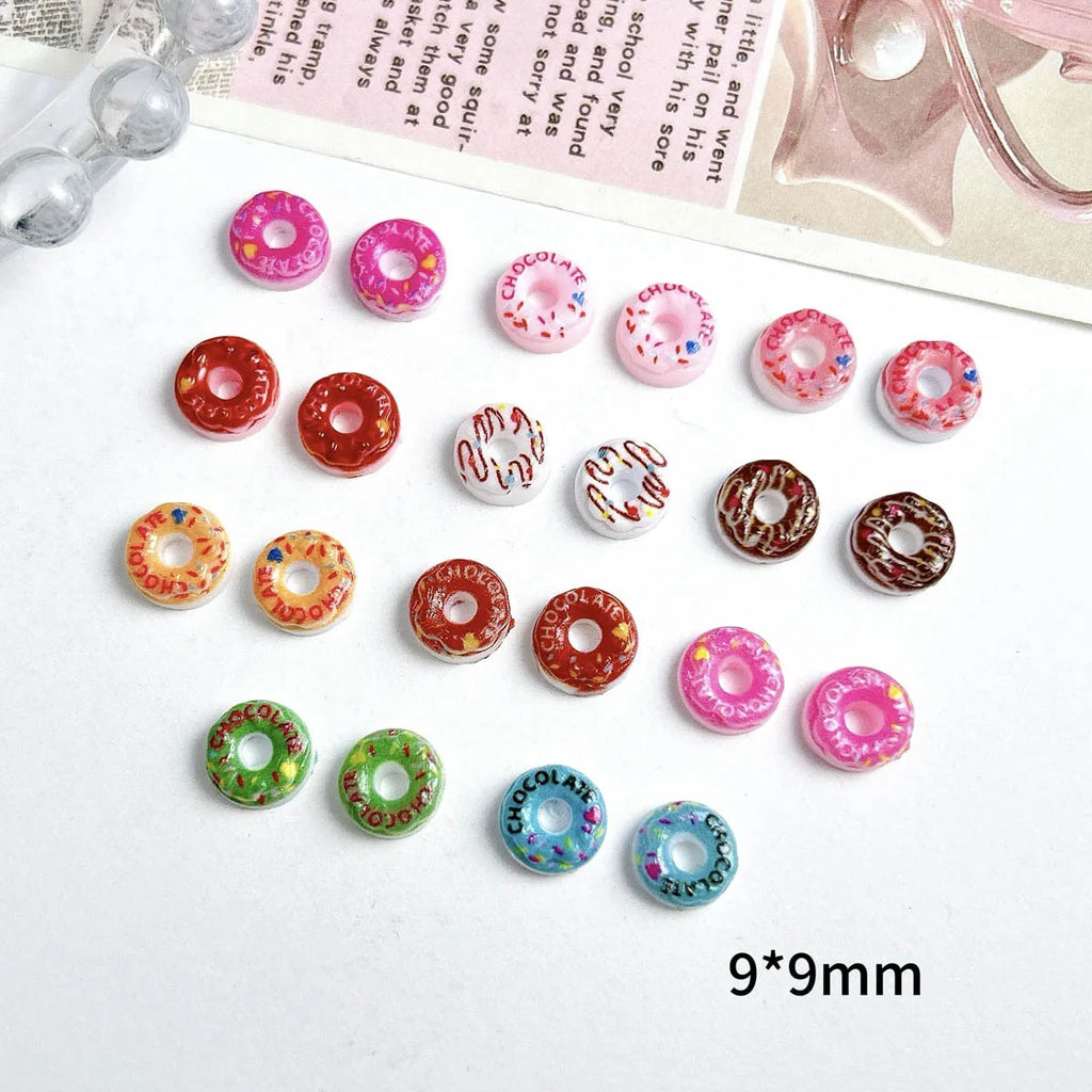 20PC Candy Nail Charms Lumious Cartoon Donut Nail ArtF Accessories Creative Simulated Painted Doughnut Nail Decorations Supplies