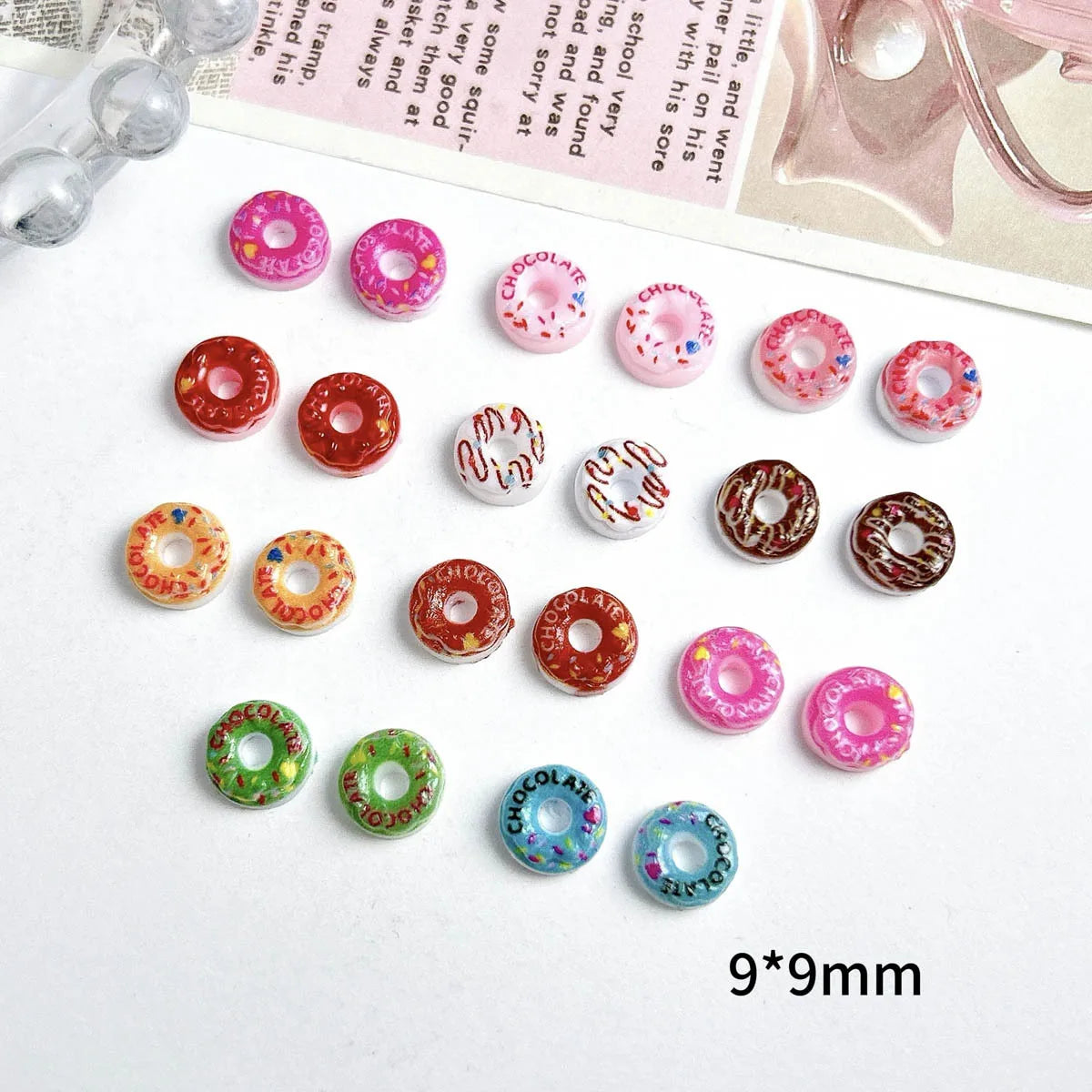 20PC Candy Nail Charms Lumious Cartoon Donut Nail ArtF Accessories Creative Simulated Painted Doughnut Nail Decorations Supplies