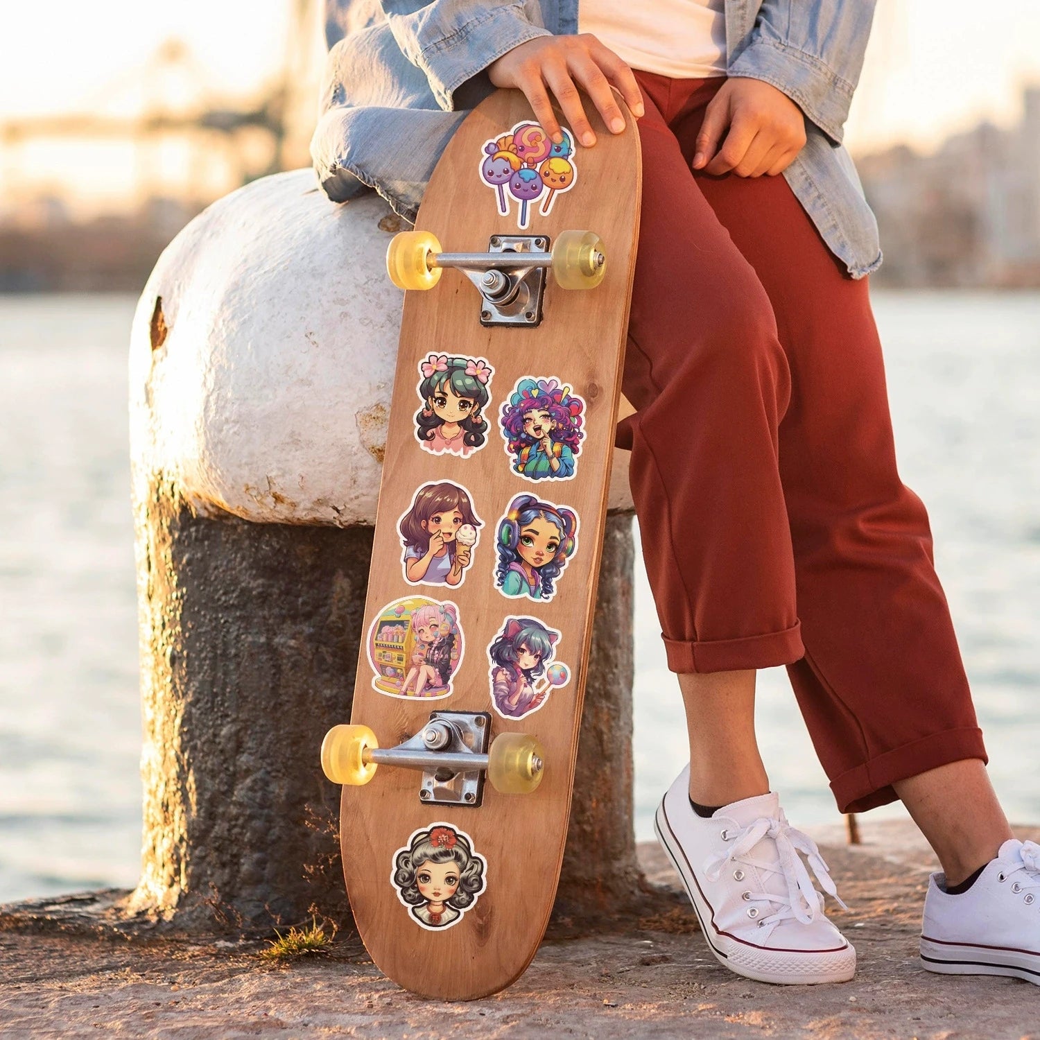 50/100PCS Colorful Candy Girl Graffiti Stickers Luggage Phone Computer Decor Stickers Waterproof Creative Stationery Sticker