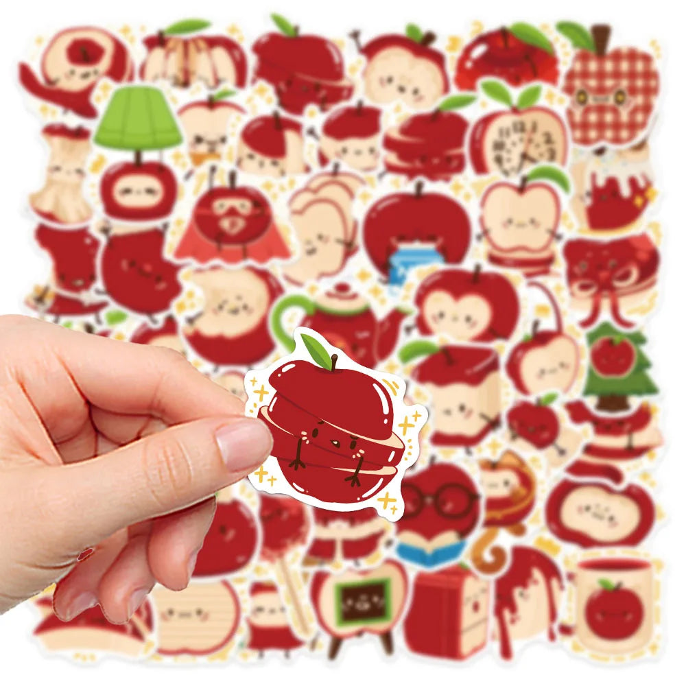 50-Pack Cute Fresh Apple Garden Stickers for Water Bottles Laptops Notebooks Phones Student Stationery DIY Decoration