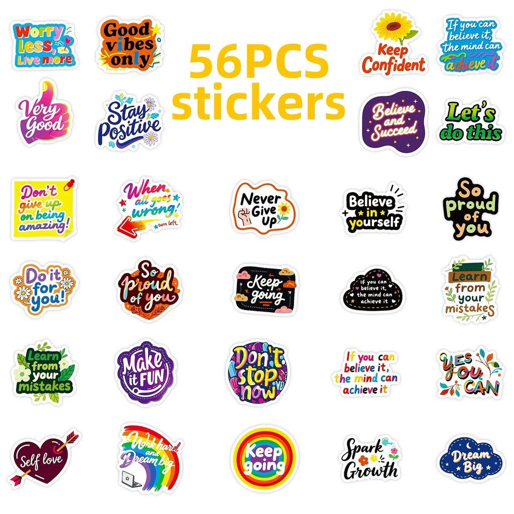 50PCS Inspirational Text Graffiti Stickers Colorful Healing English Stationery Decoration Stickers