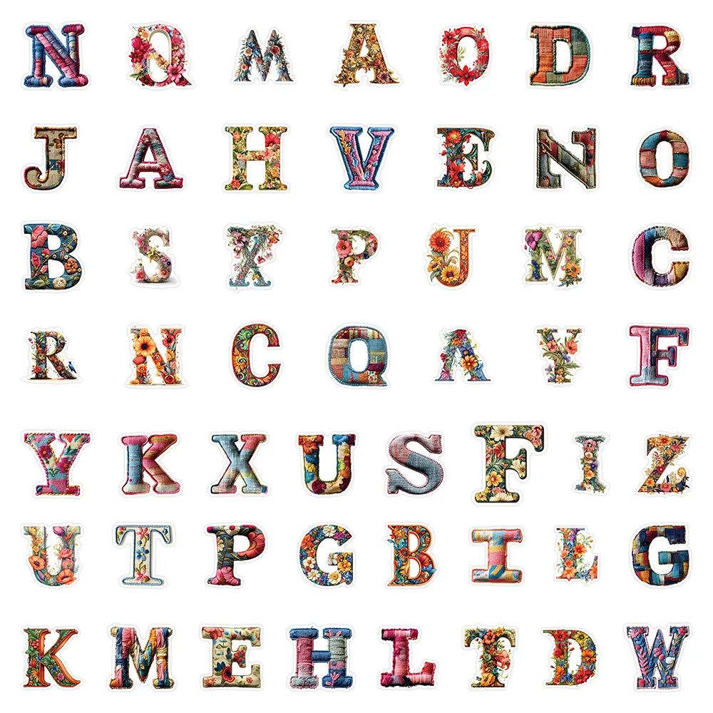 52/104 Pcs Fun Vintage Alphabet Doodle Stickers for Reward DIY Stationery Box Notebook Pen Holder Drawer Storage Box Fridge