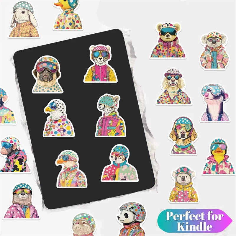 10/30/50PCS Cute Spotted Animals Sticky PVC Sticker Aesthetic Stationery Korean DIY Decoration Scrapbooking School Supplies
