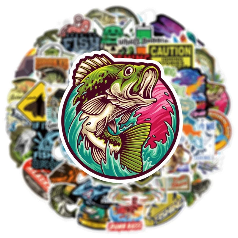 10/30/50PCS Cartoon Fishing Sticker Aesthetic PVC Children's Korean Stationery School Supplies Decoration Scrapbooking for Kids