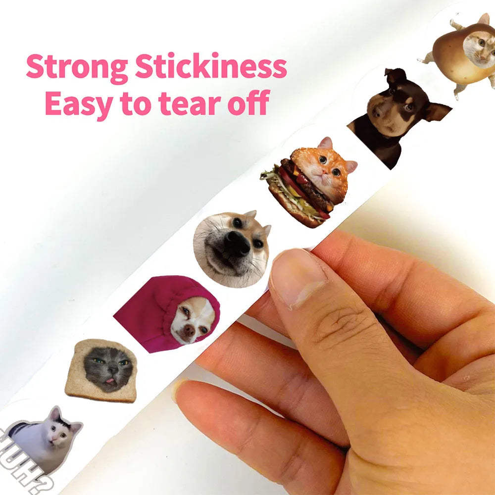 500PCS Cartoon Cute Animals Dog Cat Roll Sticker Funny Coffee DIY Loptop Luggage Guitar Kawaii Wall Room Bar Stickers Gifts