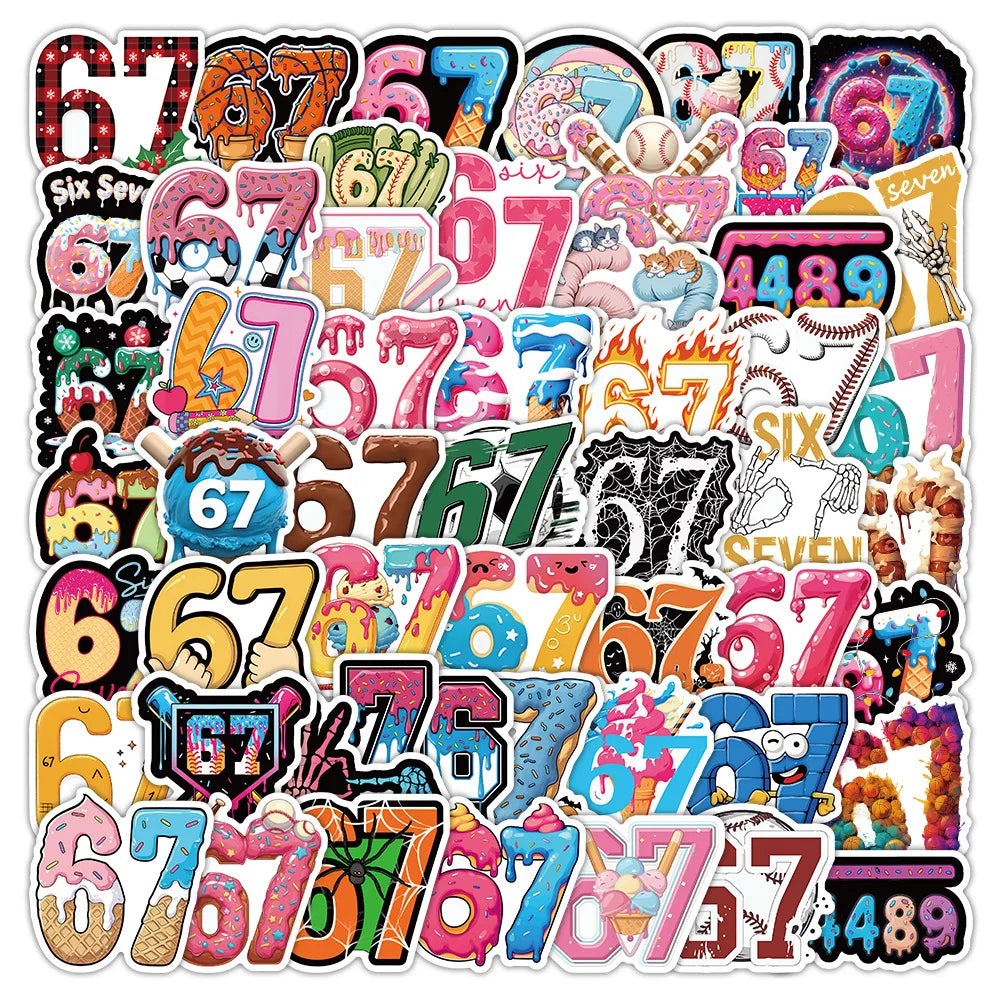 50/100 Pcs Cartoon Popular Number 67 Stickers Creative DIY Game for Cup Phone Suitcase Laptop No Repeat Decals