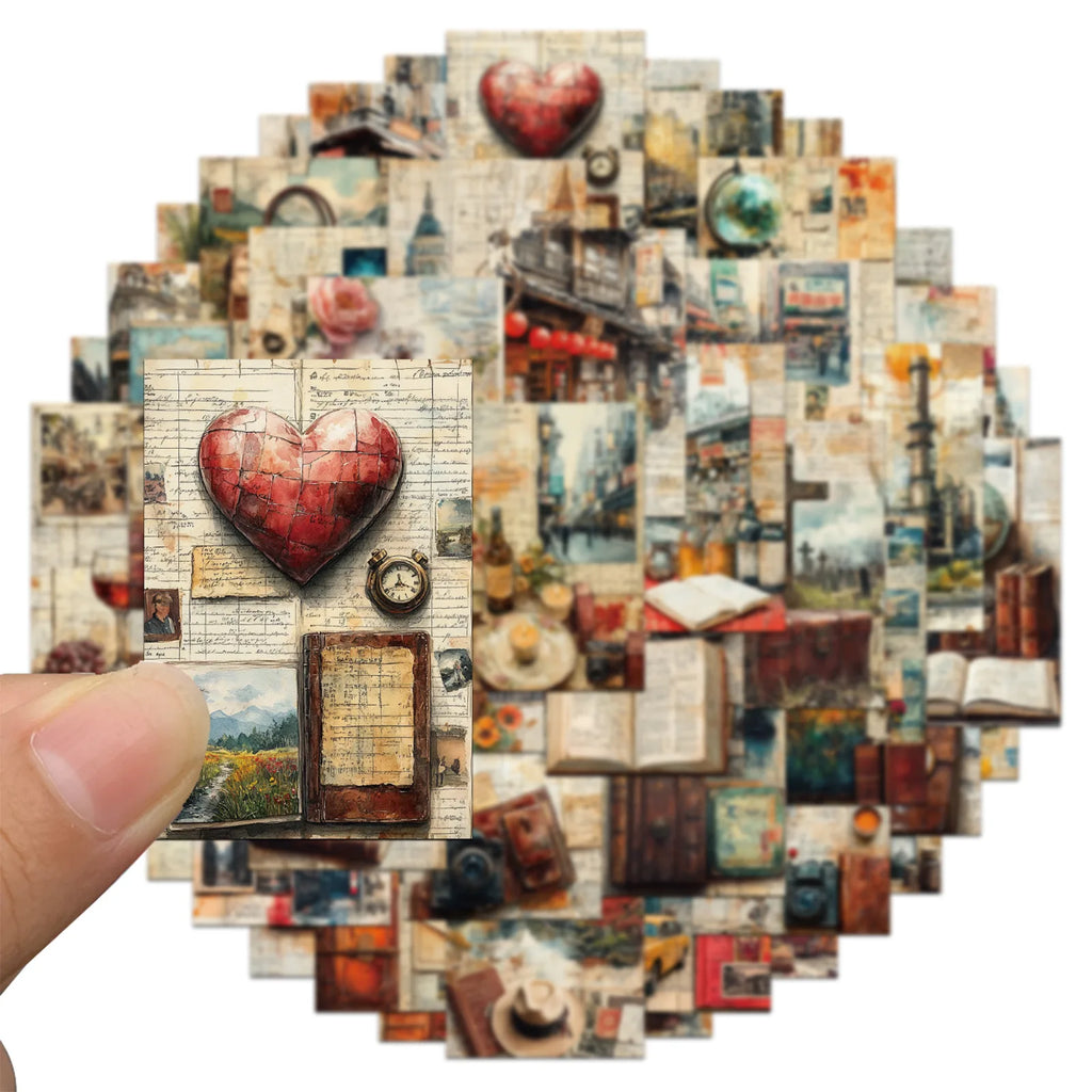 50/100PCS Retro Vintage Travel Diary Page Stickers Creative DIY Laptop Luggage Stationery Notebook Stickers