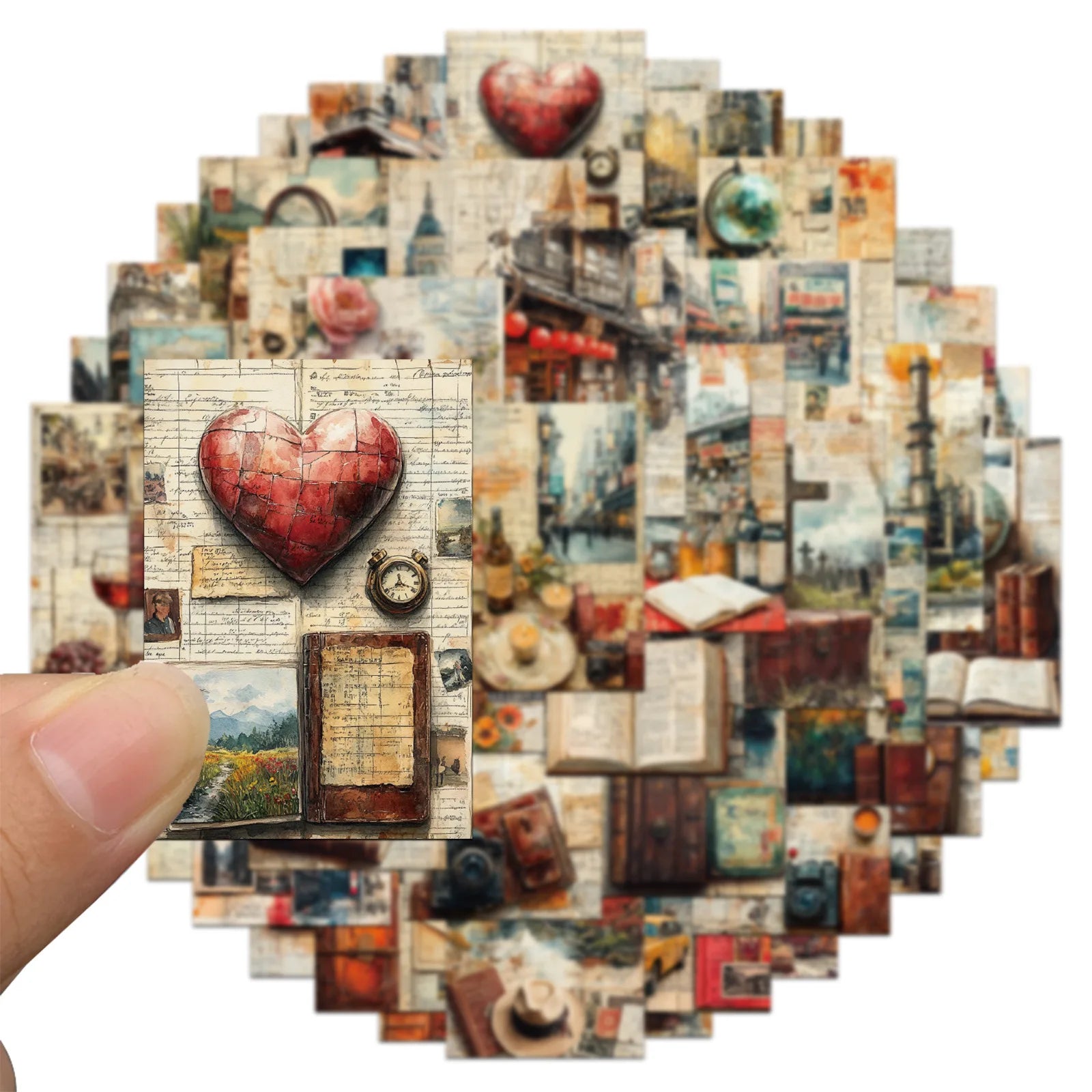 50/100PCS Retro Vintage Travel Diary Page Stickers Creative DIY Laptop Luggage Stationery Notebook Stickers